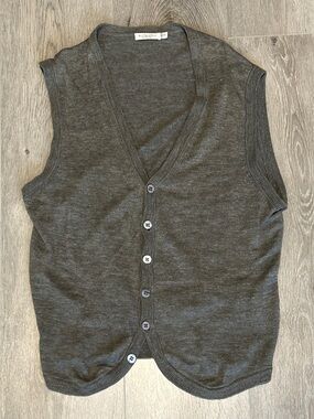 Suitsupply Pure Linen Knit Sweater Vest | Size M | Olive Green | Button Front